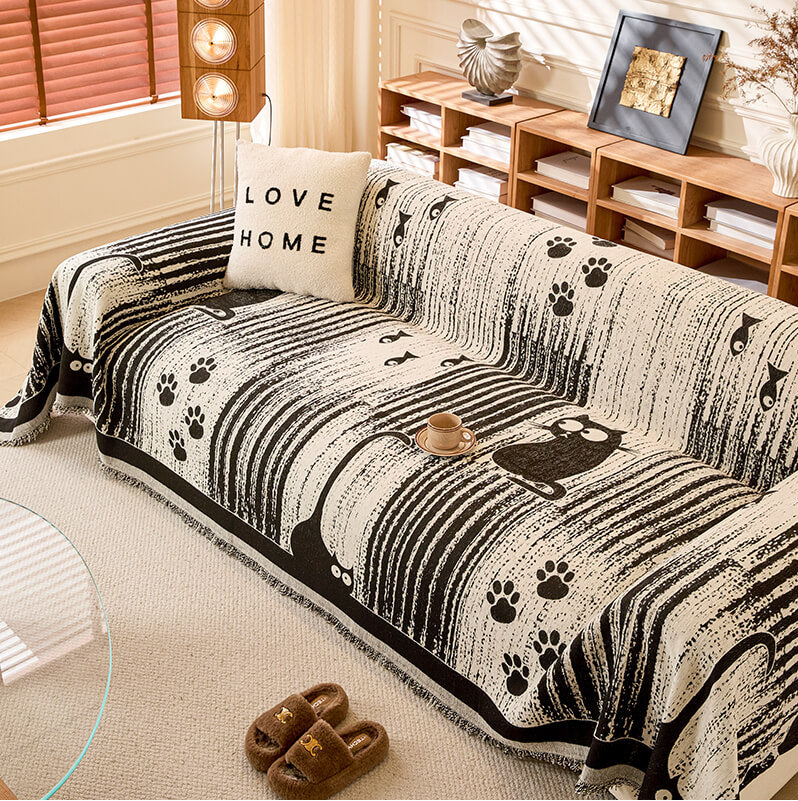 ™Kisui | כיסוי ספה מצ'ניל עם הדפס כפות – עמיד בפני שריטות, חמים ואלגנטי